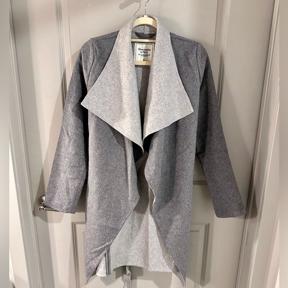 Abercrombie and Fitch Grey Sweater Jacket with Tie Waist